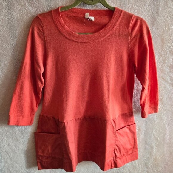 Moth Orange/Coral 3/4 Sleeve Top with Pockets - Picture 1 of 5